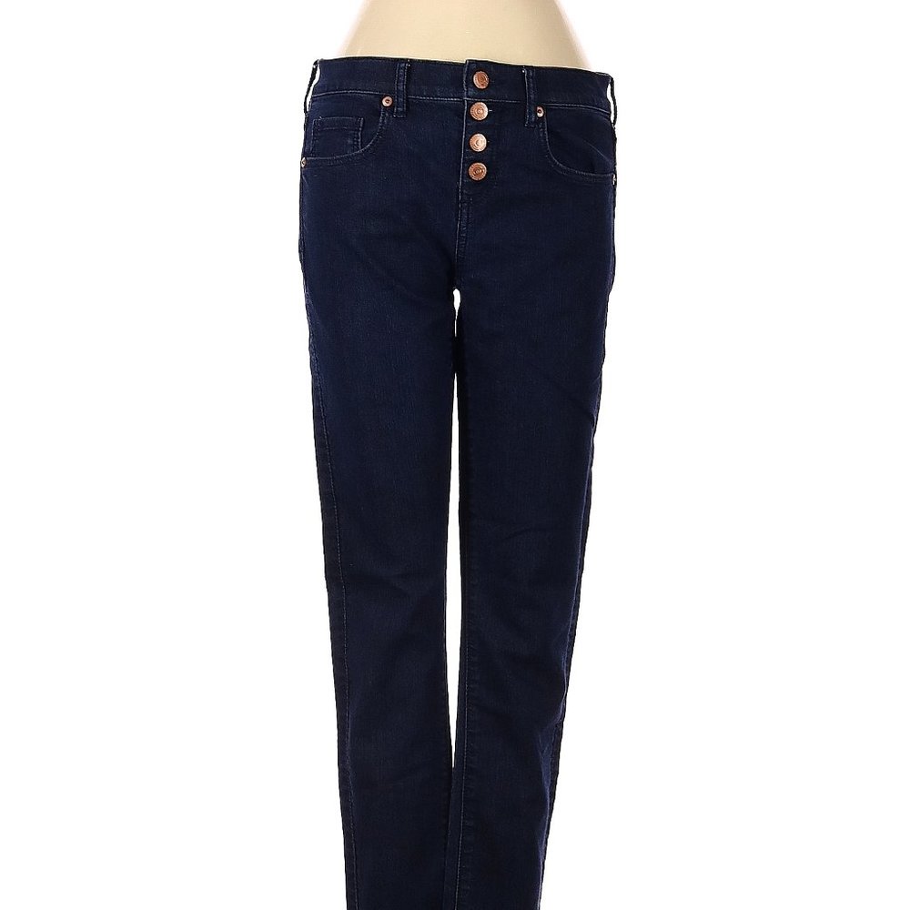 Ann Taylor Loft Jeans Blue Straight Leg Mid Rise Waist Size 26 #169